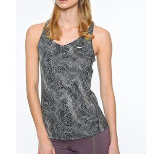 Nike Dri Fit Black & White Abstract Miler Print Racerback Running Tank Top